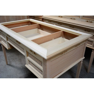 Scrivania classica 5 cassetti in legno grezzo 130x70x80 - Mobili 2G