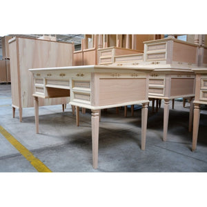 Scrivania classica 5 cassetti in legno grezzo 130x70x80 - Mobili 2G