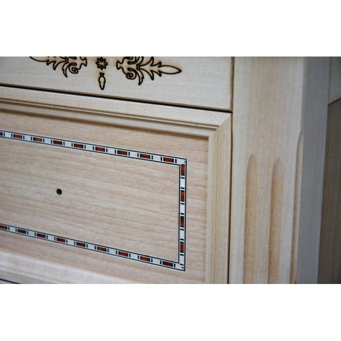 Scrivania classica 5 cassetti in legno grezzo 130x70x80 - Mobili 2G