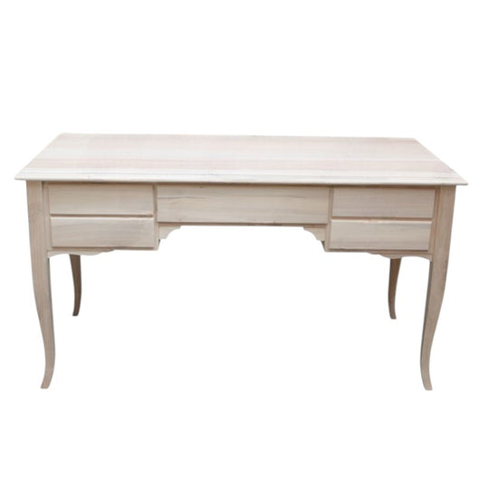 Scrivania classica 5 cassetti in legno massello grezzo 135x65x81 (3100) - Mobili 2G