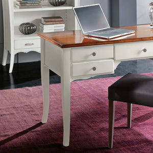 Scrivania classica 5 cassetti in legno massello grezzo 135x65x81 (3100) - Mobili 2G