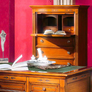 Scrivania classica 5 cassetti in legno/pelle bassano 130x70x80 - Mobili 2G