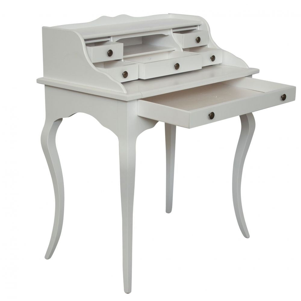 Scrivania classica 6 cassetti piano estraibile legno bianco 78x50x95 - Mobili 2G