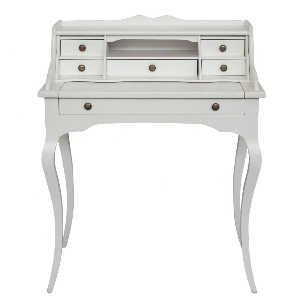 Scrivania classica 6 cassetti piano estraibile legno bianco 78x50x95 - Mobili 2G