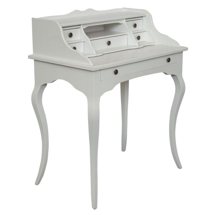 Scrivania classica 6 cassetti piano estraibile legno bianco 78x50x95 - Mobili 2G