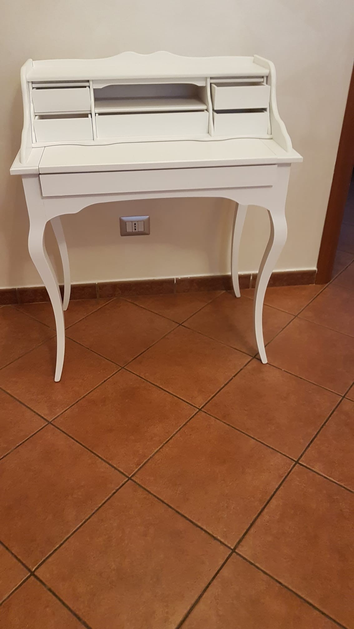 Scrivania classica 6 cassetti piano estraibile legno bianco 78x50x95 - Mobili 2G