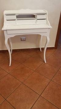 Scrivania classica 6 cassetti piano estraibile legno bianco 78x50x95 - Mobili 2G