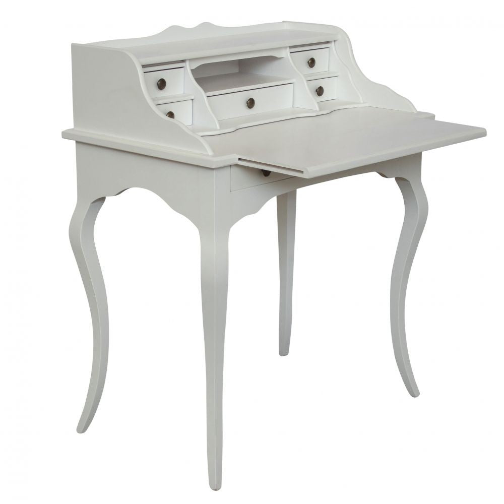 Scrivania classica 6 cassetti piano estraibile legno bianco 78x50x95 - Mobili 2G