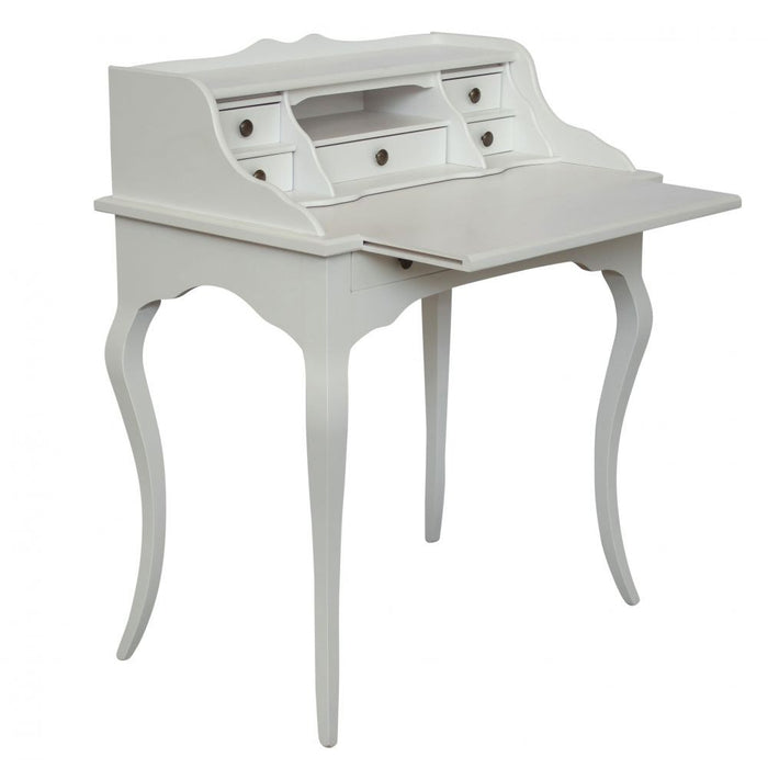 Scrivania classica 6 cassetti piano estraibile legno bianco 78x50x95 - Mobili 2G