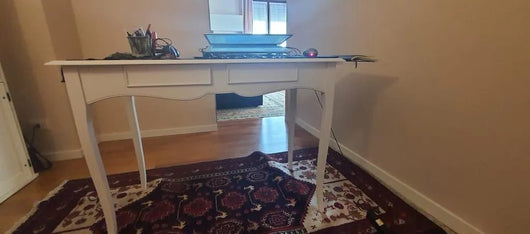 Scrivania classica in arte povera bianco shabby 100x56x80 (1531) - Mobili 2G