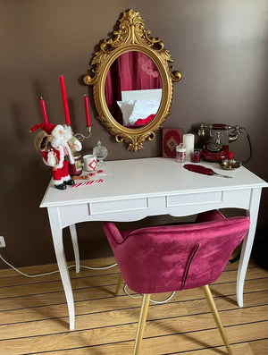 Scrivania classica in arte povera bianco shabby 100x56x80 (1531) - Mobili 2G