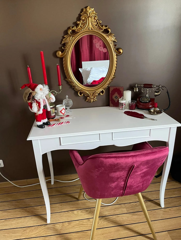 Scrivania classica in arte povera bianco shabby 100x56x80 (1531) - Mobili 2G