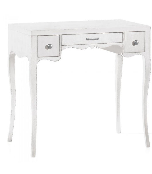 Scrivania classica legno massello 3 cassetti bianco 80x44x78h