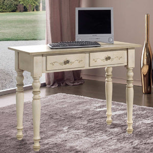 Scrivania classica shabby legno avorio e verde 105x55x80 (1468) - Mobili 2G