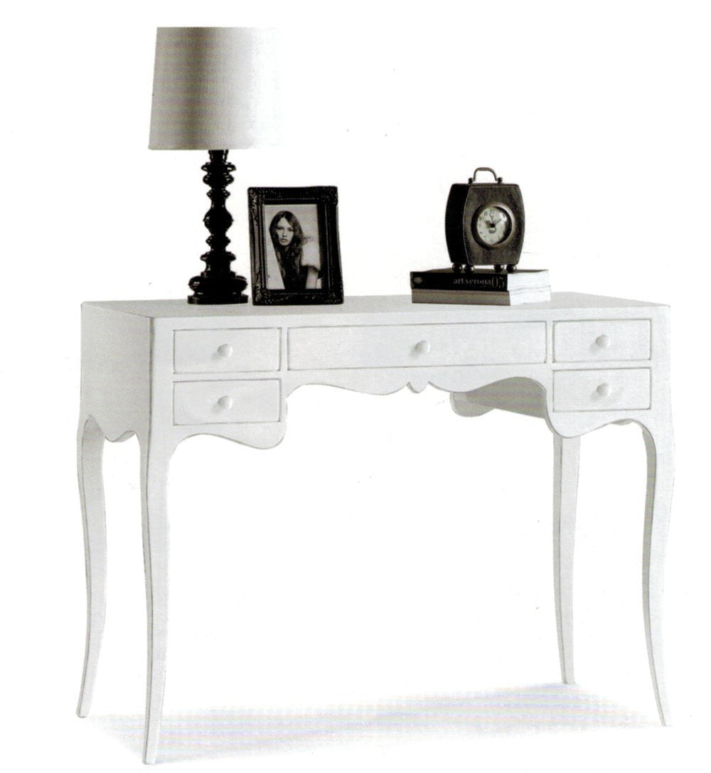 Scrivania classico legno massello 5 cassetti bianco 102x50x80h (1413) - Mobili 2G