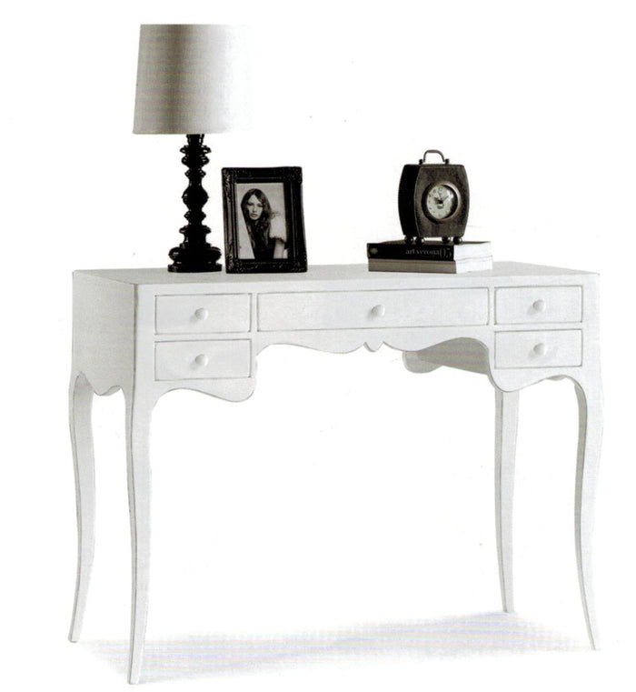 Scrivania classico legno massello 5 cassetti bianco 102x50x80h (1413) - Mobili 2G