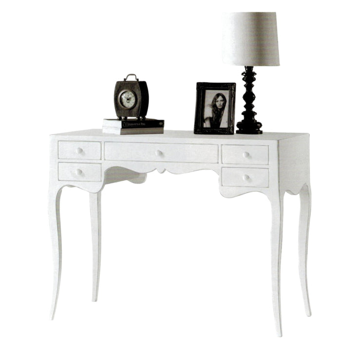 Scrivania classico legno massello 5 cassetti bianco 102x50x80h (1413) - Mobili 2G