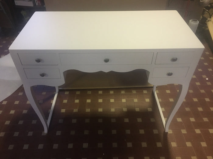 Scrivania classico legno massello 5 cassetti bianco 102x50x80h (1413) - Mobili 2G