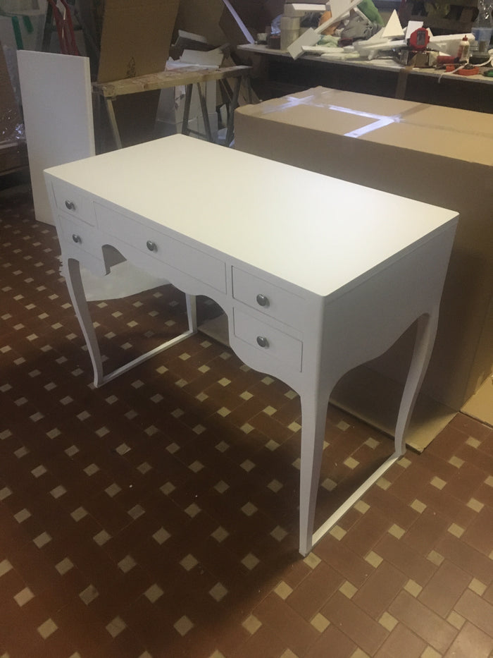 Scrivania classico legno massello 5 cassetti bianco 102x50x80h (1413) - Mobili 2G