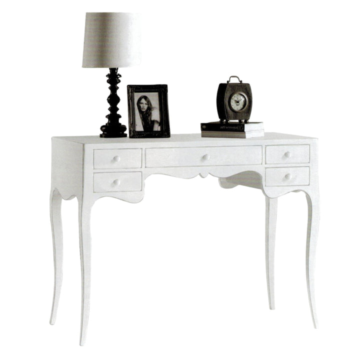 Scrivania classico legno massello 5 cassetti bianco 102x50x80h (1413) - Mobili 2G