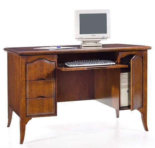 Scrivania in legno 3 cassetti piano estraibile porta tastiera 130x75x80 (2129) - Mobili 2G