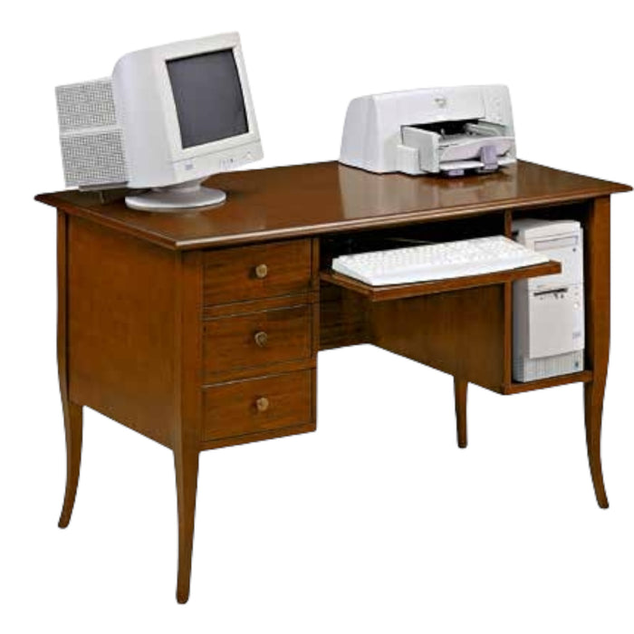 Scrivania in legno 3 cassetti tinta noce  arte povera 130x75x81