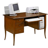 Scrivania in legno 3 cassetti tinta noce  arte povera 130x75x81