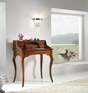 Scrivania in legno arte povera 6 cassetti tinta noce 78x49x96 (532) - Mobili 2G