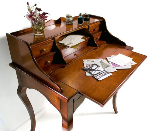 Scrivania in legno arte povera 6 cassetti tinta noce 78x49x96 (532) - Mobili 2G