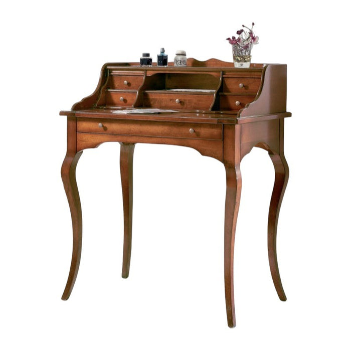 Scrivania in legno arte povera 6 cassetti tinta noce 78x49x96 (532) - Mobili 2G