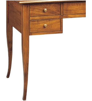 Scrivania in legno arte povera inserto pelle tinta elite 130x65x81 - Mobili 2G