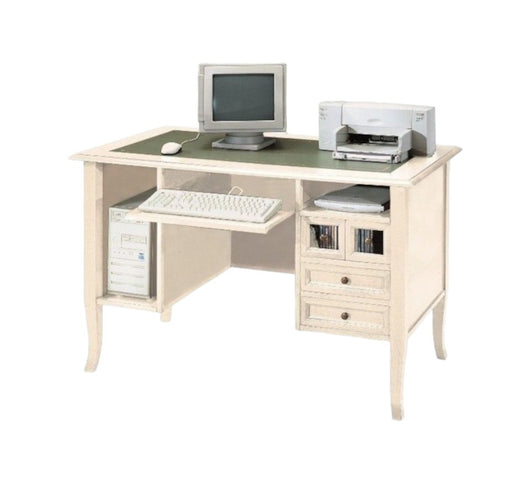 Scrivania in legno avorio patinato inserto pelle l.130 p.74 h.83 - Mobili 2G