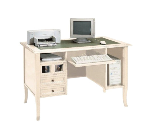 Scrivania in legno avorio patinato inserto pelle l.130 p.74 h.83 - Mobili 2G