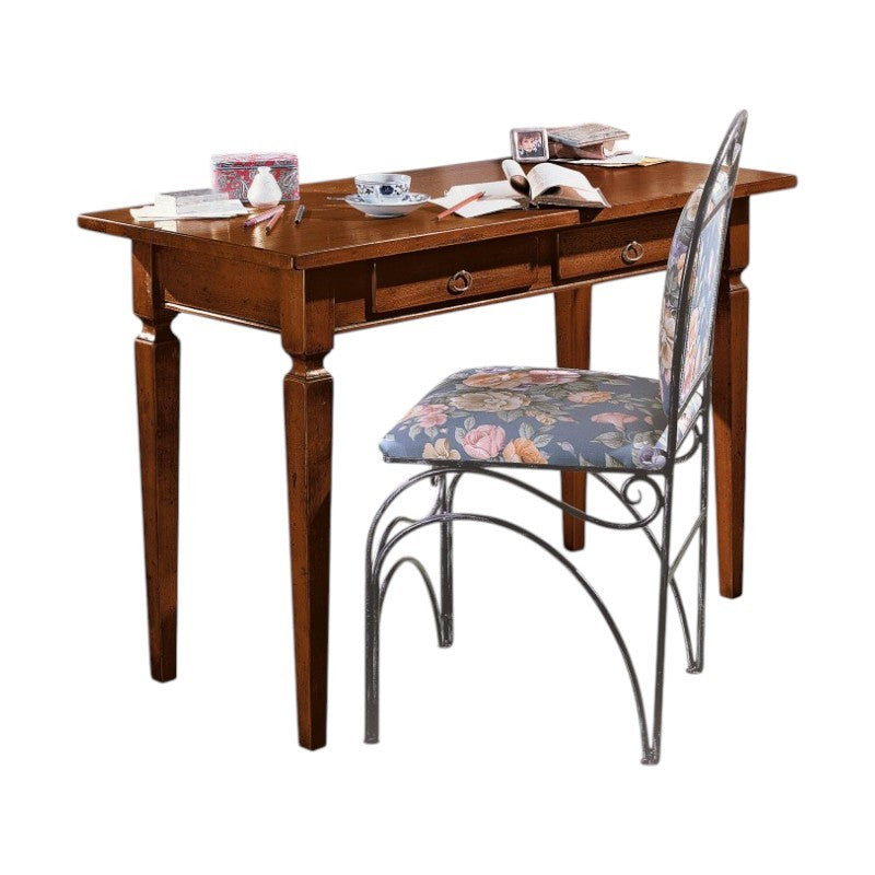 Scrivania legno massello arte povera tinta noce 120x58x79 (549) - Mobili 2G