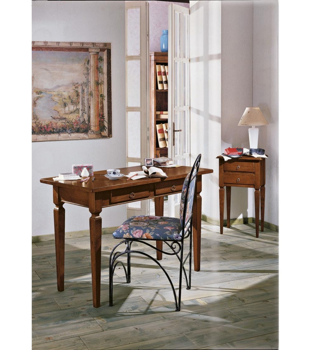 Scrivania legno massello arte povera tinta noce 120x58x79 (549) - Mobili 2G