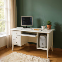 Scrivania porta computer legno bianco opaco 130x75x81 - Mobili 2G