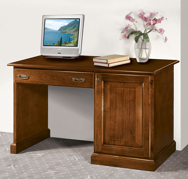 Scrivania portafrigo in legno tinta noce 1 porta 1 cassetto 125x56x80 (468) - Mobili 2G