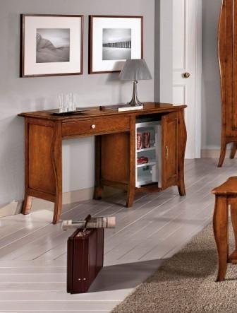 Scrivania portafrigo in legno tinta noce 1 porta 1 cassetto 130x60x83 (485) - Mobili 2G