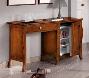 Scrivania portafrigo in legno tinta noce 1 porta 1 cassetto 130x60x83 (485) - Mobili 2G