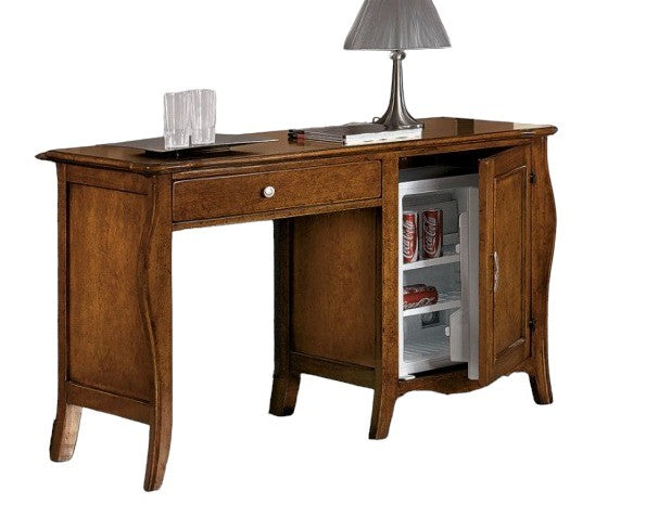 Scrivania portafrigo in legno tinta noce 1 porta 1 cassetto 130x60x83 (485) - Mobili 2G