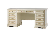 Scrivania shabby 10 cassetti in legno avorio/oro 180x85x82 - Mobili 2G