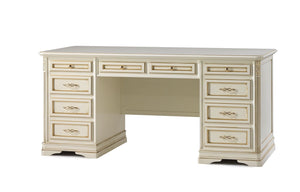 Scrivania shabby 10 cassetti in legno avorio/oro 180x85x82 - Mobili 2G