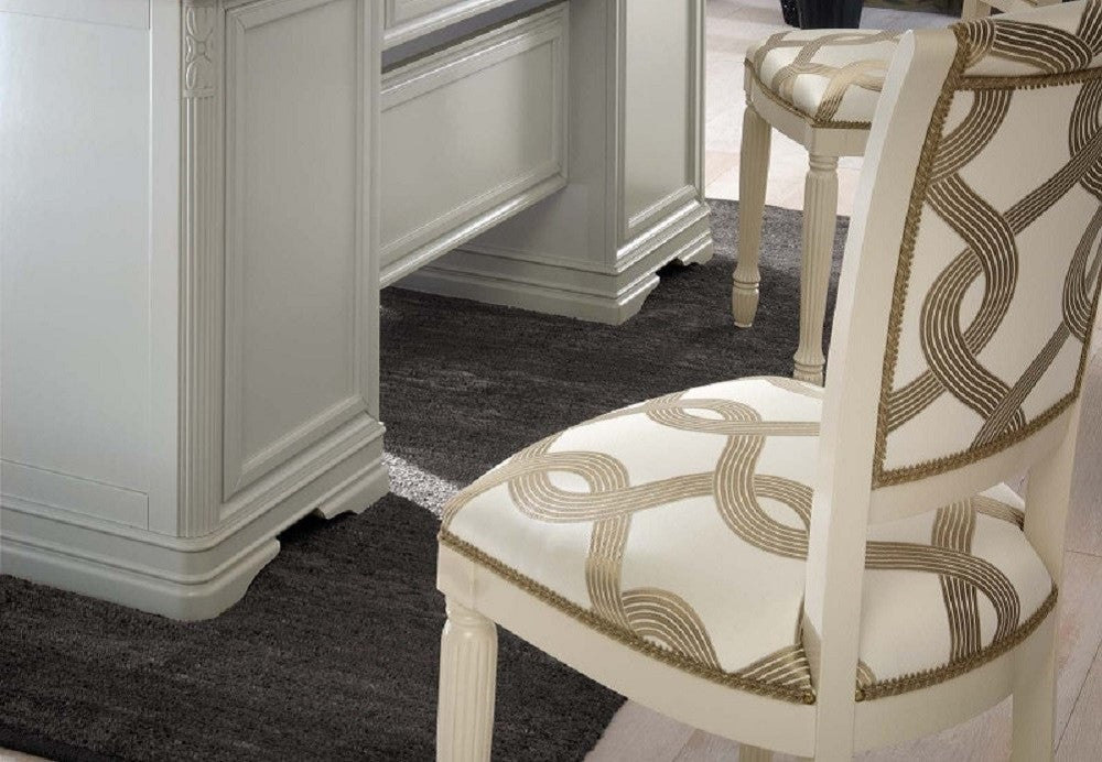 Scrivania shabby 10 cassetti in legno avorio/oro 180x85x82 - Mobili 2G