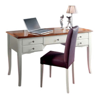 Scrivania shabby chic 5 cassetti legno bianco consumato 135x65x81 (3100) - Mobili 2G