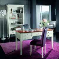 Scrivania shabby chic 5 cassetti legno bianco consumato 135x65x81 (3100) - Mobili 2G