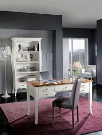 Scrivania shabby chic 5 cassetti legno bianco consumato 150x75x81