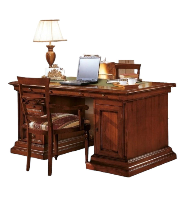 Scrivania studio classica in legno tinta noce 180x85x78 - Mobili 2G