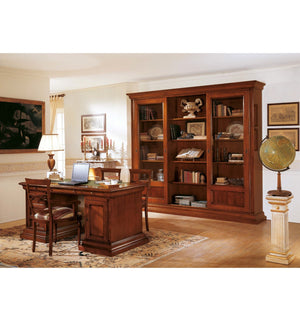 Scrivania studio classica in legno tinta noce 180x85x78 - Mobili 2G