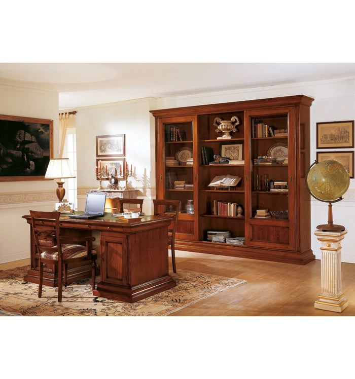 Scrivania studio classica in legno tinta noce 180x85x78 - Mobili 2G