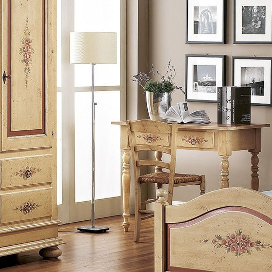 Sedia arte povera legno shabby avorio rosso seduta paglia 43x47x87 (1427) - Mobili 2G